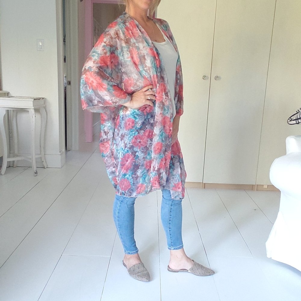Floral Boho Kimono Style Swimsuit Cover